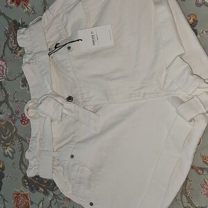 Forever 21 High Waist Belted White Women's Shorts